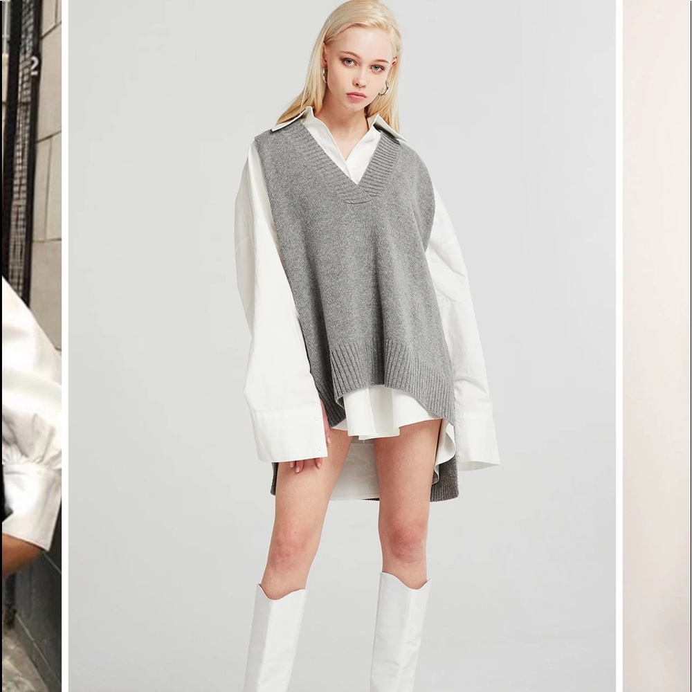 Oversized V neck sweater vest